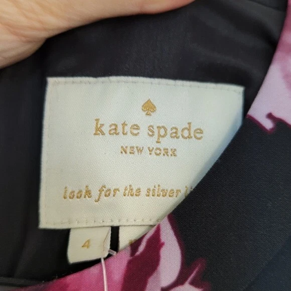 Abito Kate Spade Encore Rose linea A nero rosa 4 preppy matrimonio romantico