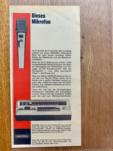 Dyktafon Grundig Stenorette 200 oryginalny 1966 reklama vintage - Zdjęcie 1 z 1