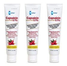 Globe Capsaicin 0.1% High Potency Pain Relief Cream (2 oz) (3 Pack)