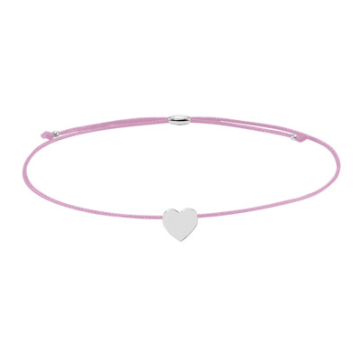 SO COSI Listen To Your Heart Textil Armband Rosa Herz Anhänger aus 925 Silber