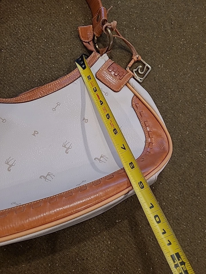 复古 Petusco 真皮葡萄酒马术印花肩手袋 西班牙原样 — 第 3/4 张图片