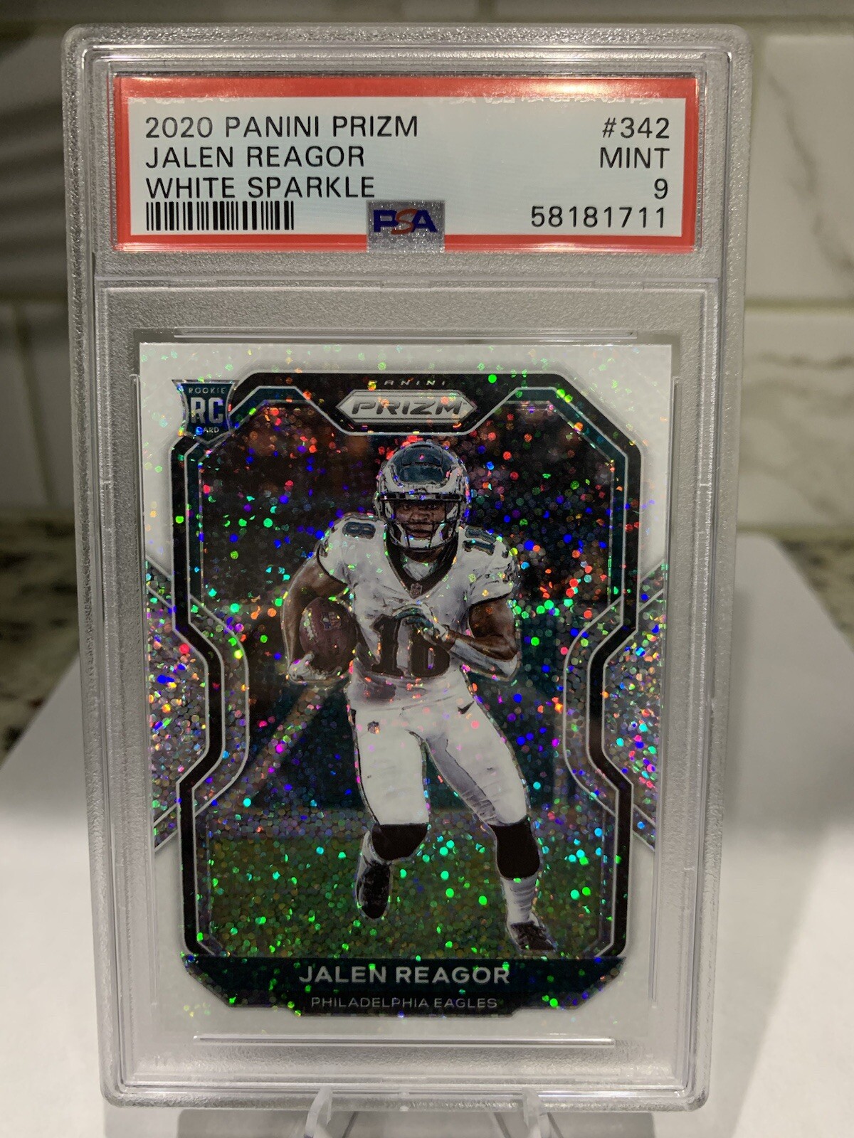 2020 Panini Prizm White Sparkle Jalen Reagor #342 PSA 9 MINT Rookie RC SP Mint