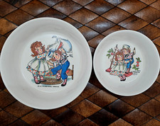 Raggedy Ann  Andy VTG Oneida Deluxe Melamine Bowls 1960's Bobbs-Merrill Co 1969