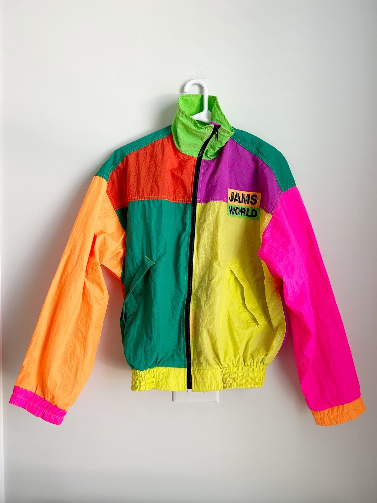 Vtg Jams World Neon Color Block Windbreaker Jacket Ho… Gem