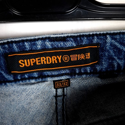 Pantalones de mezclilla para hombre SUPERDRY talla W33 L29 ajuste regular rec... - Imagen 6 de 10