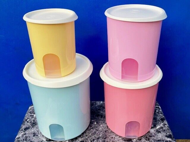 Tupperware One Touch Reminder Set of 4-pc. Canister Set Tupperware One Touch Reminder Set of 4-pc. Canister Set