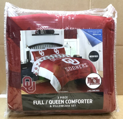 NCAA Oklahoma Sooners Full/Queen Comforter & Pillowcase Bedding 3 Piece Set