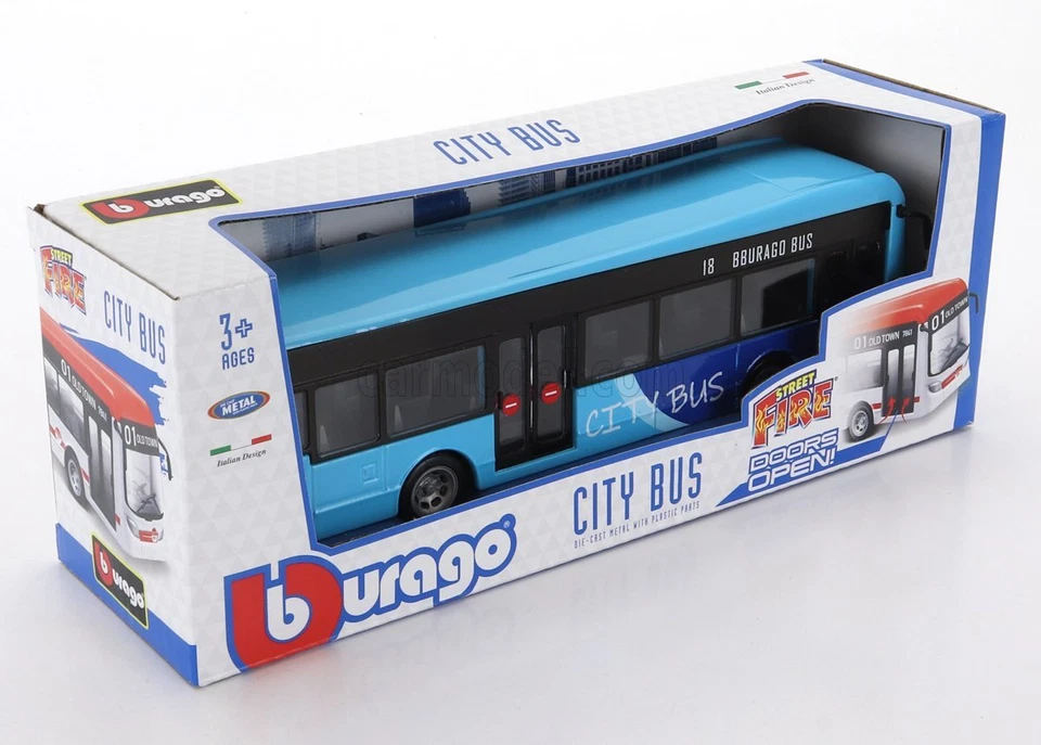MODELLINO STATICO BURAGO AUTOBUS CITYBUS BUS BLU MODELLISMO SCALA 1/50 - Immagine 4 di 4