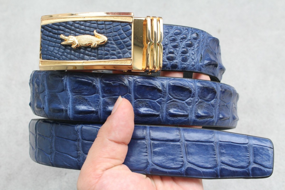 No Jointed - Blue Alligator Crocodile Print Leather SKIN 
