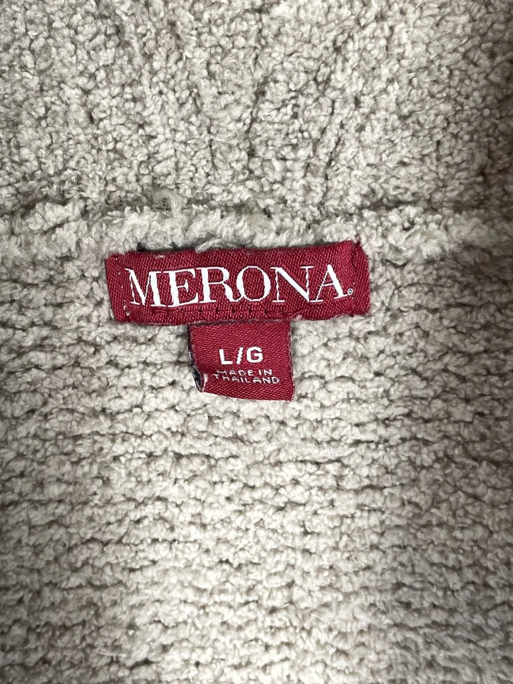 Merona Tan Beige Shawl Collar Cardigan Sweater Button Front Pockets Knit Size L - Image 3 of 4