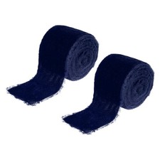 2 Inch Velvet Ribbon, 2 Roll Total 6 Yard Frayed Ribbon, Dark Blue