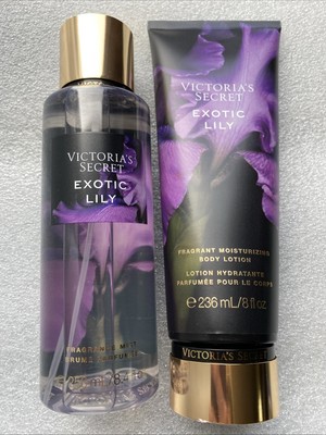 VICTORIAS SECRET EXOTIC LILY FRAGRANCE BODY MIST AND LOTION SET 8.4 OZ, 8 OZ NEW
