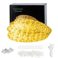 50ft/15m Plug in LED Rope Lights, 540 Warm White LEDs, 110V, Waterproof, Conn...