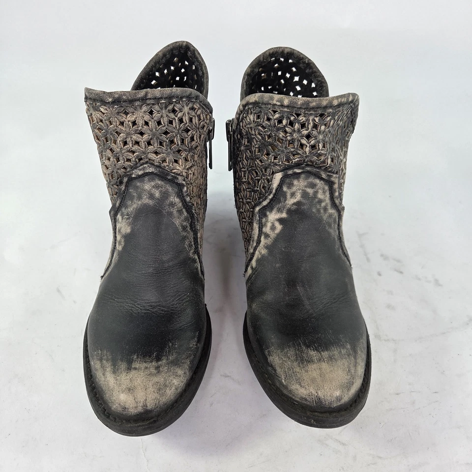 Botas vaqueras cortas Corral Circle G para mujer EE. UU. 7 negras desgastadas recorte cremallera bota Foto 3 de 4