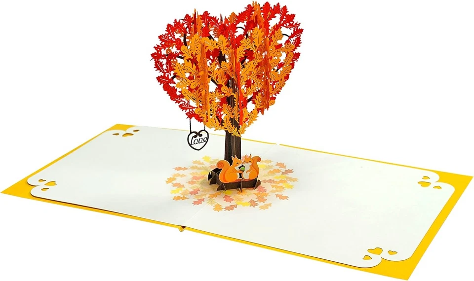 CUTPOPUP Ardilla Pareja Corazón Árbol Pop Up Tarjeta Aniversario, Boda Foto 3 de 4