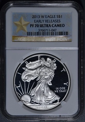 2013-W $1 AMERICAN SILVER EAGLE PROOF ER 1 oz .999 NGC PF70 Ultra Cameo A6586