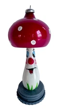 Vintage Italian Blown Glass De Carlini 'Mushroom Man' Christmas Ornament