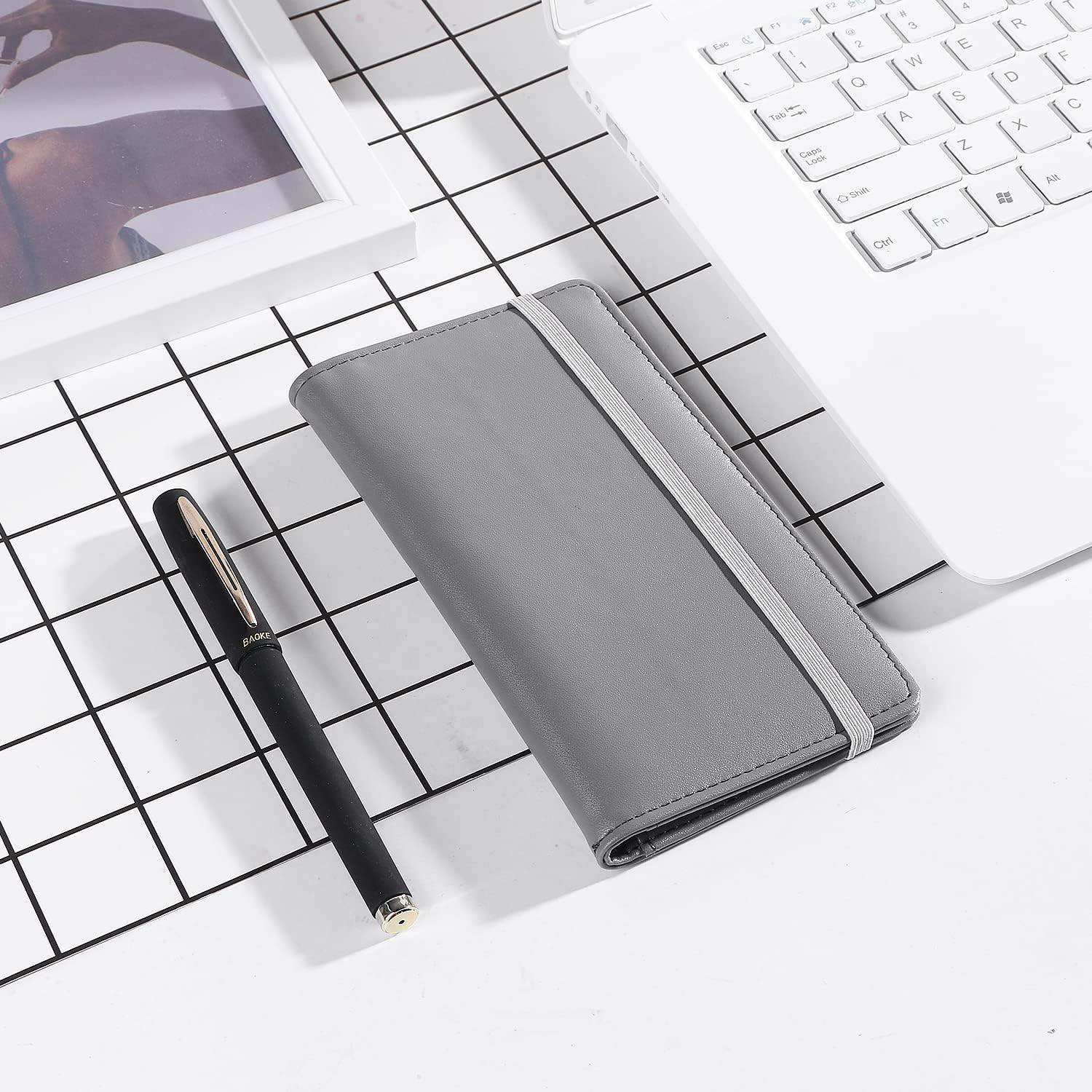 как выглядит PU Leather Checkbook Cover for Register Duplicate Checks, RFID Blocking Checkboo фото