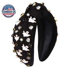 Gothic Knotted Headbands for Women - Embellished Rhinestone Pearl Top Knot Hair