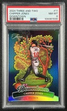 CHIPPER JONES PSA 8 2024 PANINI THREE AND TWO #11 DOWNTOWN SP BRAVES 1930