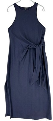 Massimo Dutti Damen Ärmellos Langes Kleid Größe S Blau