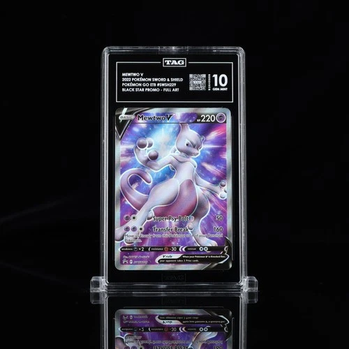 2022 Pokémon Go Mewtwo V SWSH229 Sword & Shield Promo Card Holo TAG 10 GEM MINT