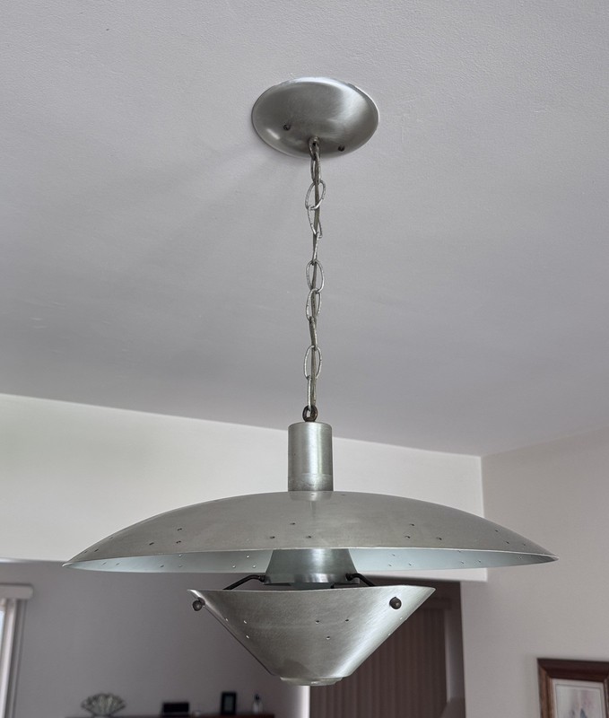 Vintage Mid Century Flying Saucer Chandelier Light Fixture