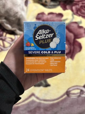 Alka-seltzer Plus PowerFast Fizz Severe Cold & Flu  Strawberry Honey Flavor 24
