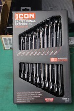 New Icon Wrm-10 Professional Metric Ratcheting Wrench Set 10-piece Sealed New Icon Wrm-10 Professional Metric Ratcheting Wrench Set 10-piece Sealed