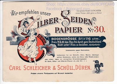 RHEINLAND , DÜREN , REKLAME KARTE SILBER SEIDEN PAPIER SCHLEICHER & SCHÜLL  Q