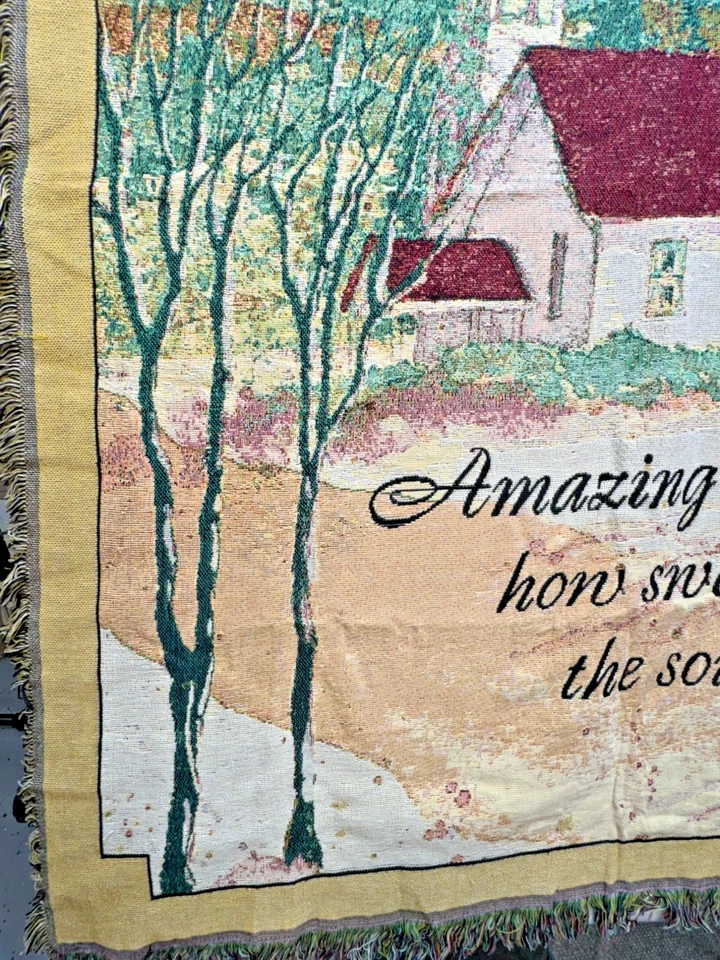Caring Keepsakes Amazing Grace Rustic Scenery Tapestry Throw Blanket Fringe Trim - Image 4 of 4