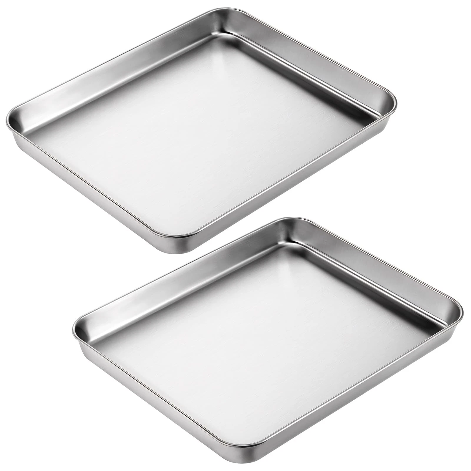 2 PCS 9x11 Inch Toaster Oven Pans Baking Cookie Sheets Stainless Steel Tray