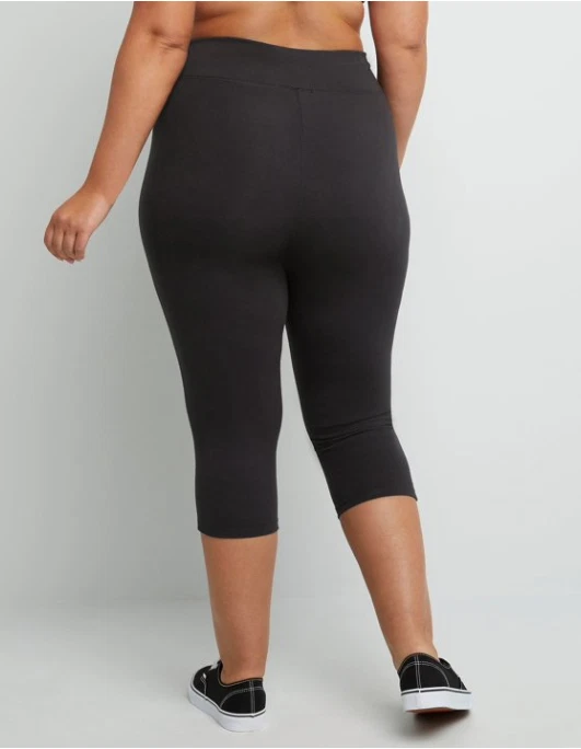 Леггинсы Hanes Just My Size женские эластичные джерси капри, 19,5 дюйма (плюс) черные - Изображение 3 из 4