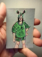 aceo original artcard acrylics "Billie Eillish" (OOAK) ATC 1/1 Limited Original 