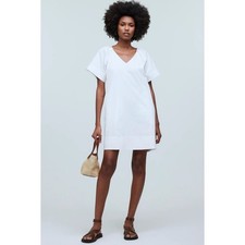 NWT Madewell V-Neck Mini Shirtdress Eyelet White NP093 Size XS