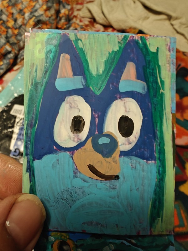 ACEO by Emily Meinert Blue Australian Cattle Dog Cartoon Character On Paper Art