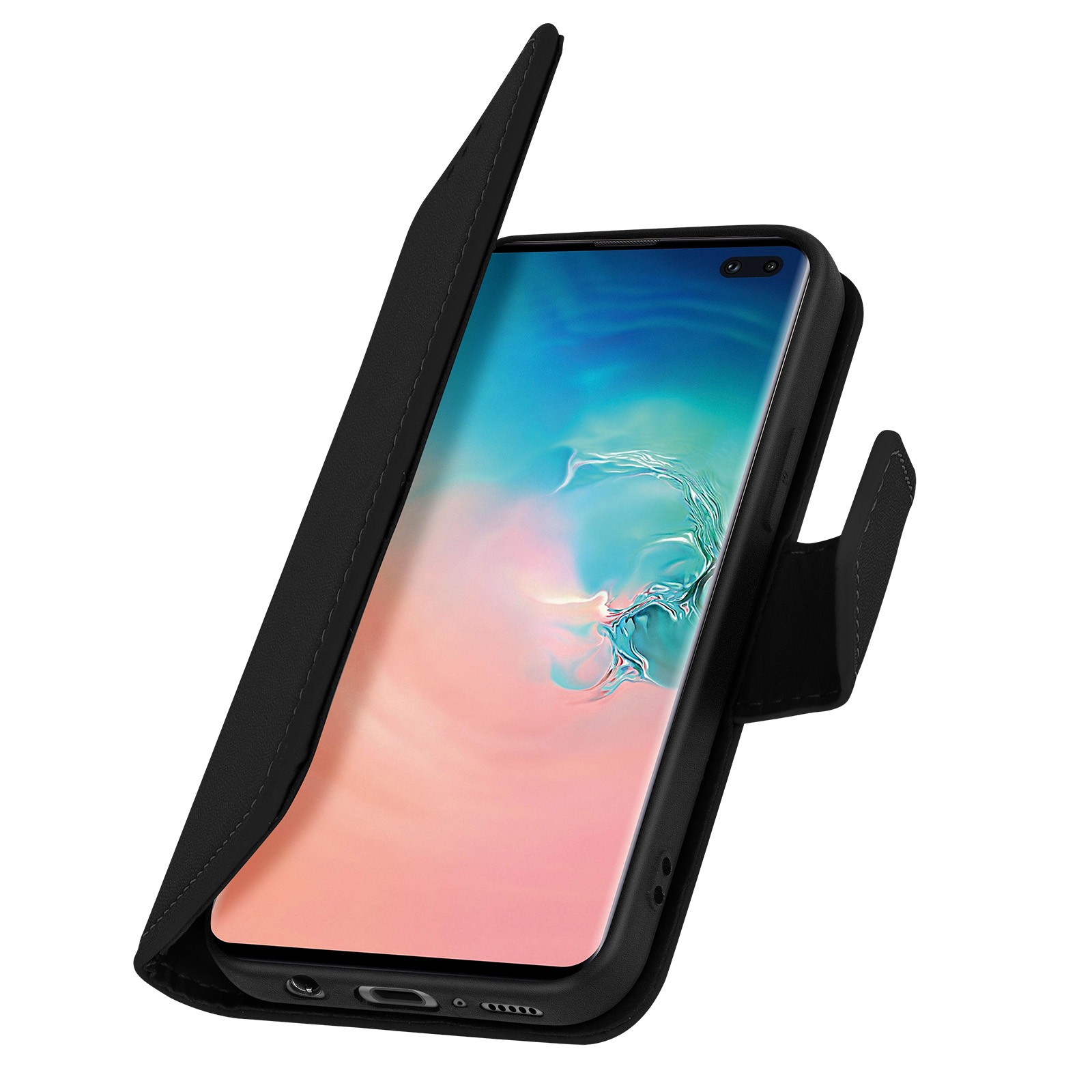 Étui Galaxy S10 Plus clapet cuir véritable avec rangement carte