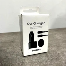 Samsung Dual Port Car Charger Fast Charger USB-A USB-C - Black