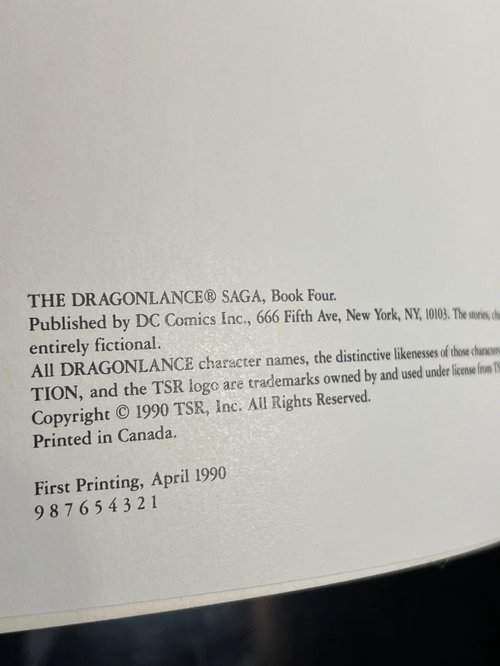 Libro 4 primera impresión 1990 TSR DC novela gráfica cómic PB de la saga Dragonlance de alto grado Foto 3 de 4