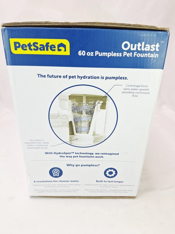 Petsafe Outlast Pumpless Cat Water Fountain 60 Oz/1.7l– Indoor Water Dispenser - Image 2 of 4