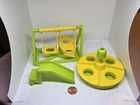 Vintage Fisher Price little people green/yellow swingset merry-go-round slide
