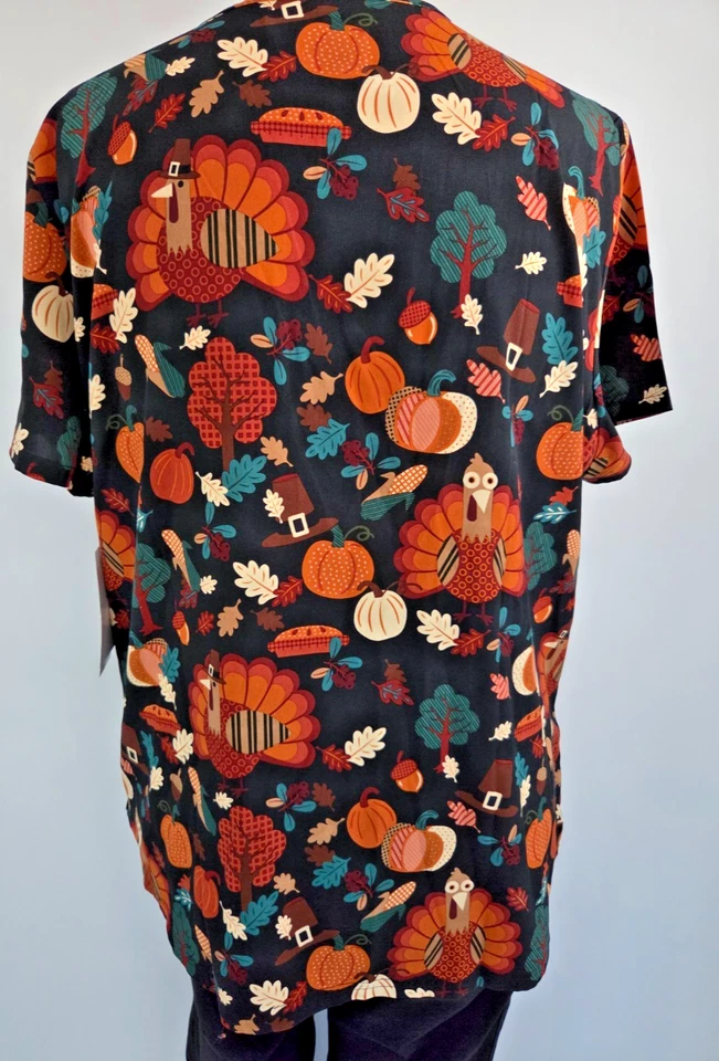 NWT Butter-Soft XL Thanksgiving Stretch Scrub Top Pockets Uniform Advantage - Image 3 of 4