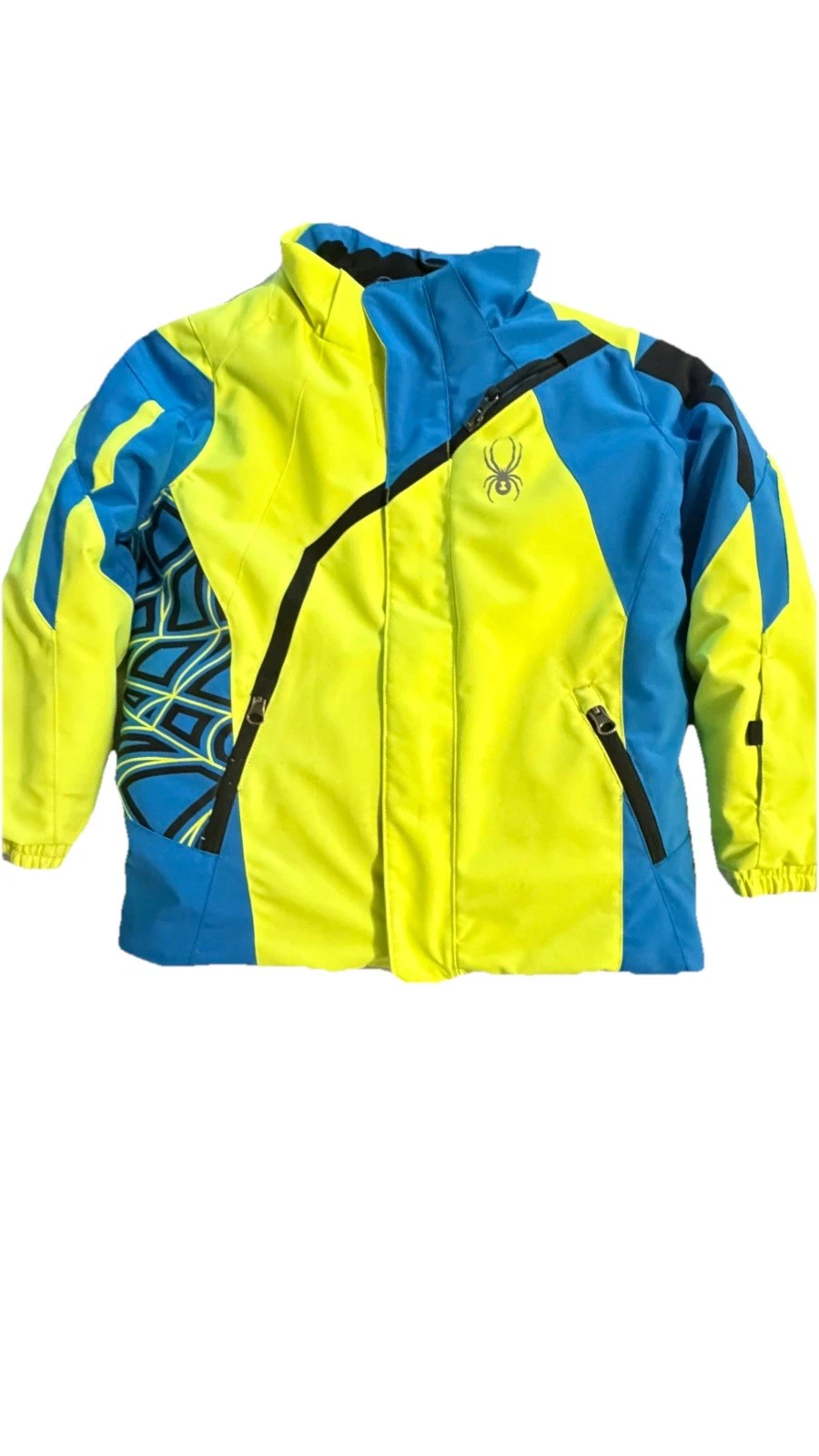 Spyder Challenger Jacket Boys Size 6 Neon Yellow /Blue Ski Snowboard Winter