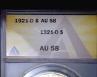 1921 D Morgan Dollar ANACS AU58