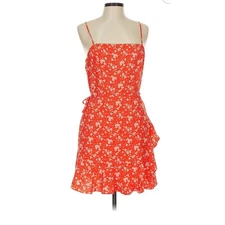 Topshop Red Floral Print Spaghetti Strap Mini Dress