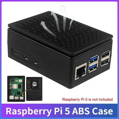 Raspberry Pi 5 Gehäuse ABS Kunststoff Schwarz Silber Schutzbox