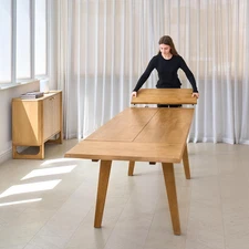 Expandable Dining Table for 4 to 10 – Solid Wood Adjustable Extension Table, Spa