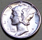 1944 US Silver Mercury Dime - Uncirculated - Lot 201