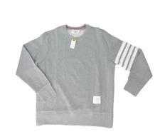 New Thom Browne Gray Classic 4-Bar stripe Loopback Sweatshirts Size 3 (Medium)