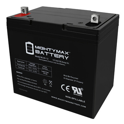 Mighty Max 12V 55Ah SLA Battery Replacement for Interstate DCM0055U